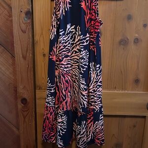 Michael Kors Navy and Coral Patterned Dress